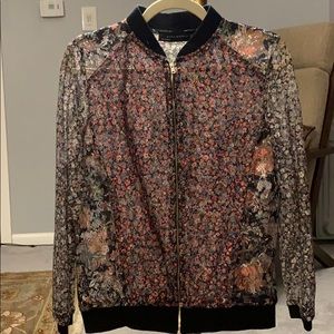 Zara zip up jacket with flowers in 3D